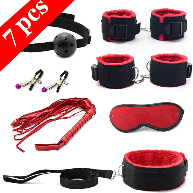 Bdsm Bondage Set Erotische Bed Games Volwassenen Handboeien Tepelklemmen Zweep Spanking Sm Kits Rollenspel Speeltjes Voor Paar